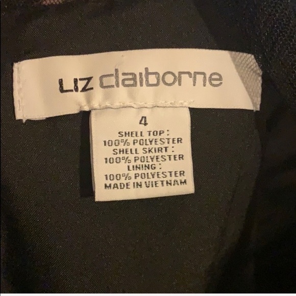 Liz Claiborne bold print red white dress size 4 shirt sleeve mesh bodice - Picture 7 of 8